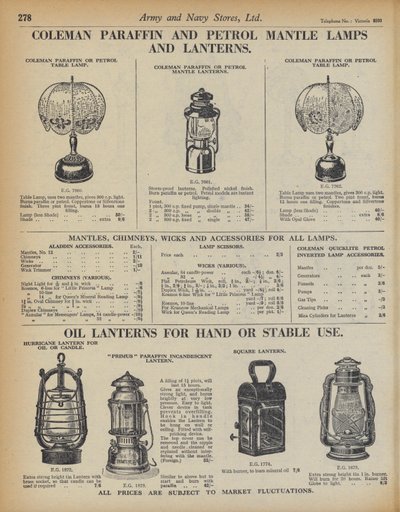 Page du catalogue des magasins Army and Navy - English School