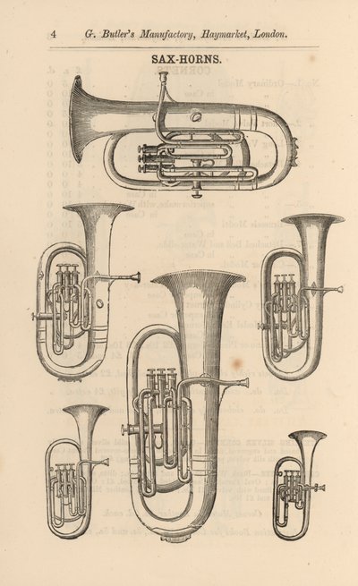 Page du catalogue illustré des instruments de musique de G Butler - English School