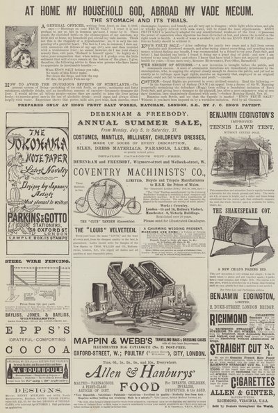 Page de publicités (gravure) - English School