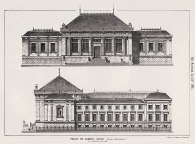 Palais de Justice, Havre, Seine-Inférieure (gravure) - English School