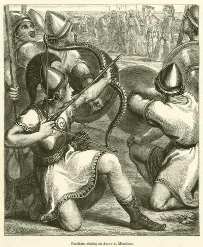 Pandarus visant une flèche sur Ménélas (gravure) - English School