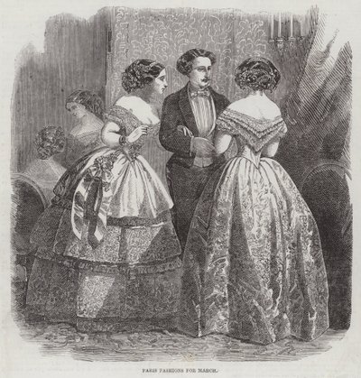 Modes de Paris pour mars (gravure) - English School