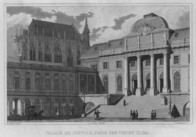 Paris, Palais de Justice, depuis la cour (gravure) - English School
