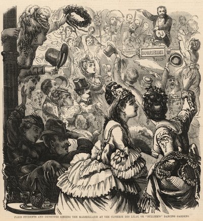 Étudiants parisiens et grisettes chantant la Marseillaise à la Closerie des Lilas - English School