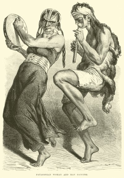 Femme et homme patagoniens dansant - English School