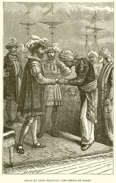 Paulo de Gama recevant le cheikh à bord - English School