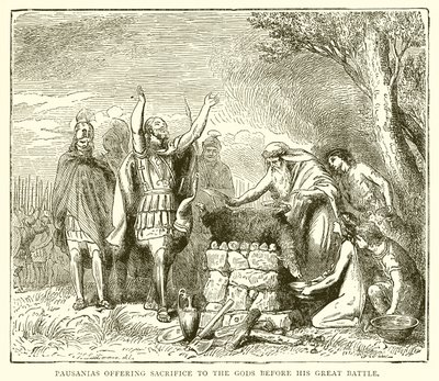 Pausanias offrant un sacrifice aux dieux avant sa grande bataille - English School