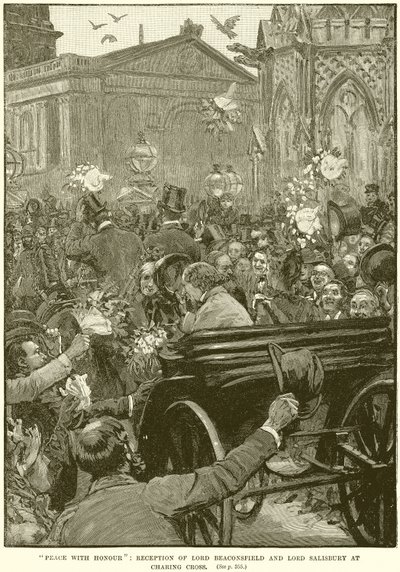 Paix avec honneur : Réception de Lord Beaconsfield et Lord Salisbury à Charing Cross - English School