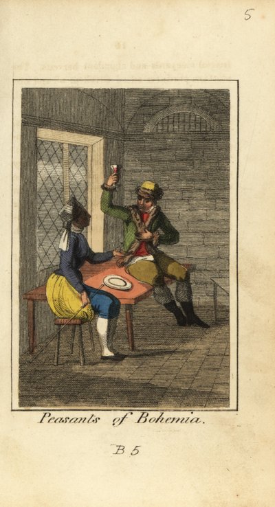 Paysans de Bohême buvant du vin dans une taverne - English School