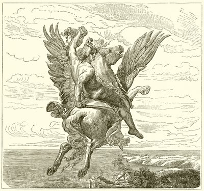 Persée sur le cheval ailé Pégase, avec la tête de Méduse - English School