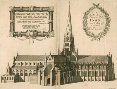 Vue en perspective de la cathédrale Saint-Paul, Londres - English School