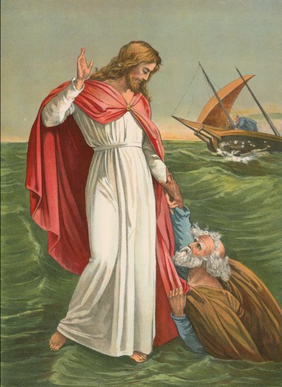 Pierre marchant sur la mer - English School