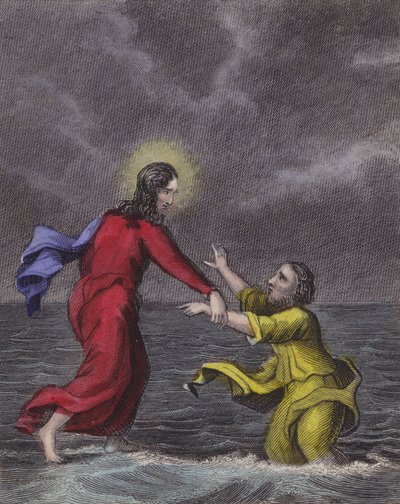 Pierre sauta et marcha sur la vague tumultueuse - English School