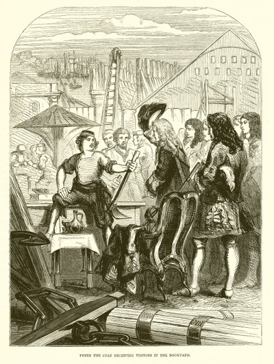 Pierre le tsar recevant des visiteurs dans le chantier naval - English School