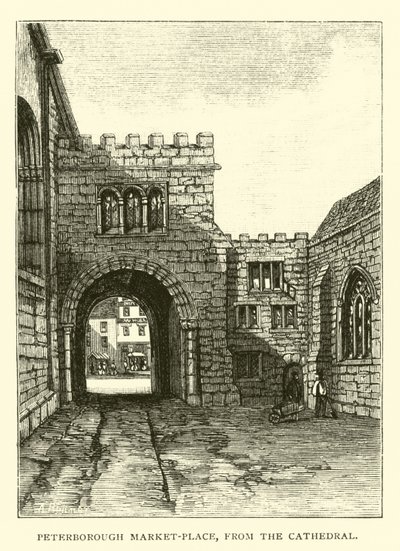 Place du Marché de Peterborough, depuis la Cathédrale - English School