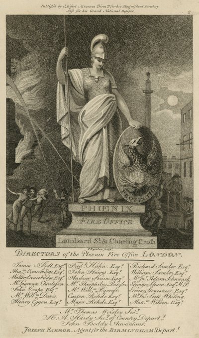 Phoenix Company; Fire Office, Lombard Street et Charing Cross, Londres - English School