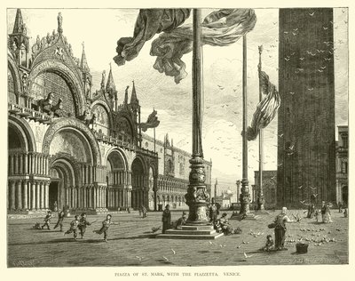 Piazza San Marco, avec la Piazzetta, Venise - English School