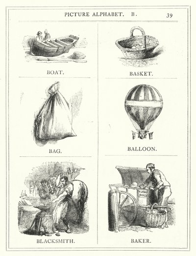 Alphabet illustré, B (gravure) - English School