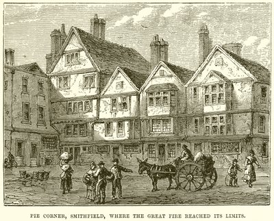 Pie Corner, Smithfield, où le Grand Incendie a atteint ses limites - English School