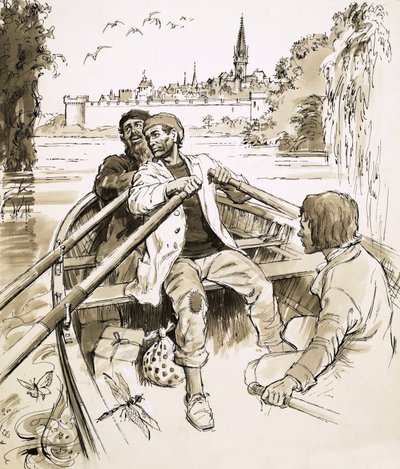 Pierre dirigea le bateau dans une large étendue de la rivière - English School