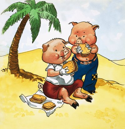 Pique-nique de cochons sur une île déserte - English School