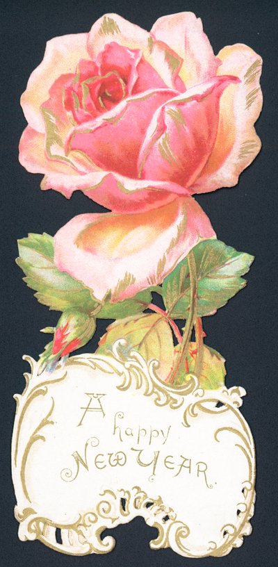 Rose rose, carte de Nouvel An - English School