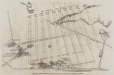 Plan et dispositions du concours de tir à la carabine à Wimbledon Common - English School