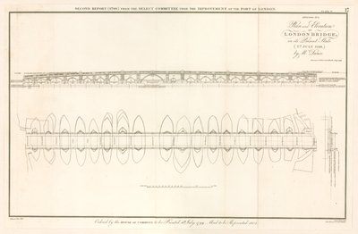 Plan et élévation du pont de Londres au 2 juillet 1799 - English School
