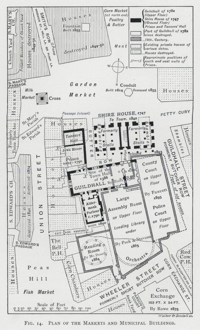 Plan des marchés et des bâtiments municipaux (gravure) - English School