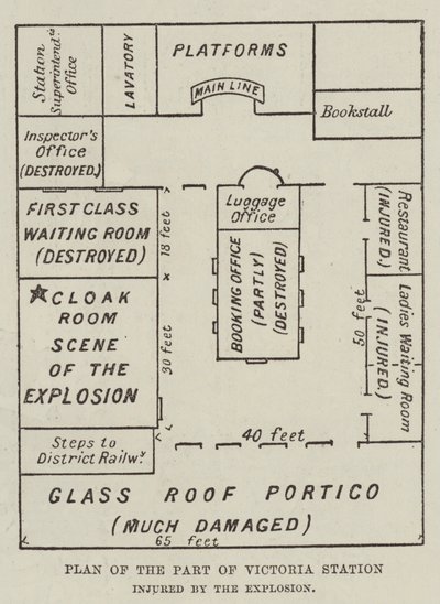 Plan de la partie de la gare Victoria endommagée par l