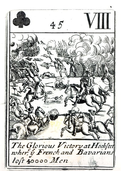 Carte à jouer représentant la glorieuse victoire à la bataille de Hochstadt où les Français et les Bavarois ont perdu 40 000 hommes - English School