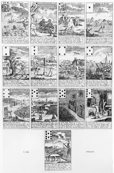 Cartes à jouer satirisant les entreprises spéculatives, vers 1720 - English School