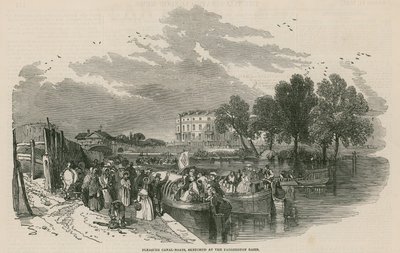 Bateaux de plaisance sur le canal, esquissés au bassin de Paddington, canal de Regent, Londres - English School