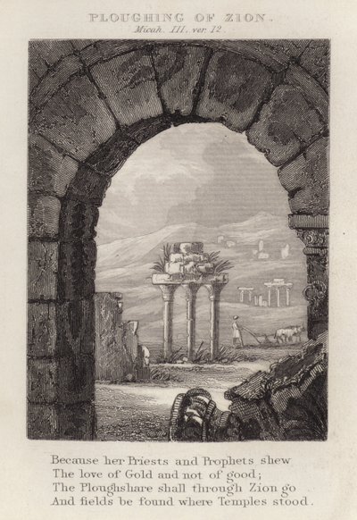 Labourage de Sion, Michée III, verset 12 (gravure) - English School