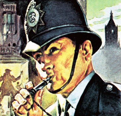Policier avec son sifflet - English School