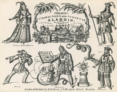 Personnages et Scènes de Pollock dans Aladdin et la Lampe Merveilleuse - English School