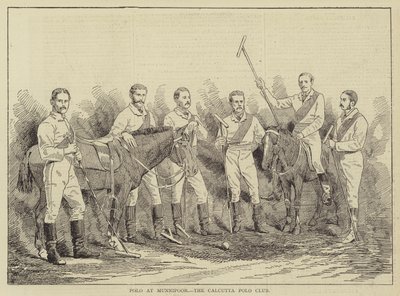 Polo à Munnipoor, le club de polo de Calcutta (gravure) - English School