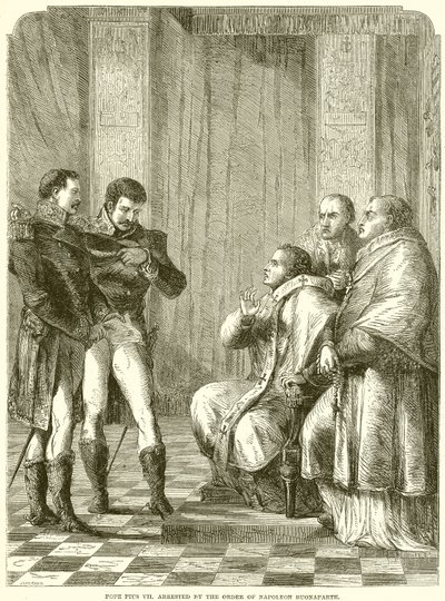 Le pape Pie VII arrêté par ordre de Napoléon Bonaparte - English School