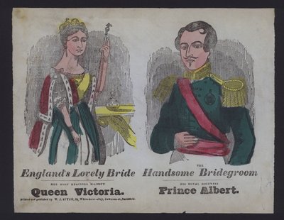 Illustration populaire célébrant le mariage de la reine Victoria et du prince Albert - English School