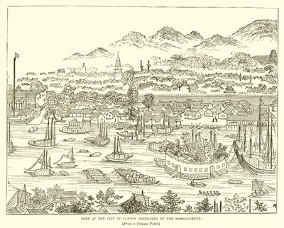 Port de la ville de Canton détruit par le bombardement - English School