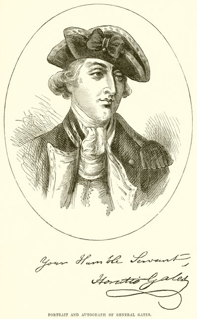 Portrait et autographe du général Gates - English School