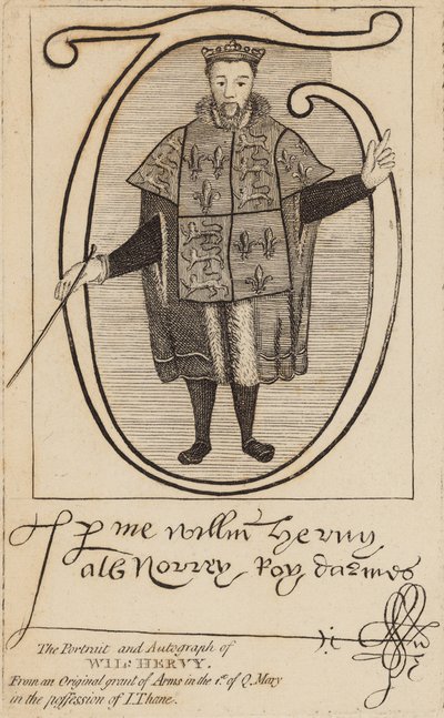 Portrait et autographe de Wil Hervy (William Harvey) - English School