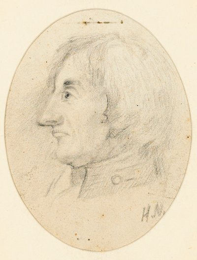 Portrait de Lord Nelson, tête et col naval, de profil... inscrit avec les initiales H.N. en dessous - English School