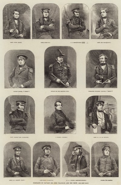 Portraits du capitaine Sir John Franklin et de son équipage - English School