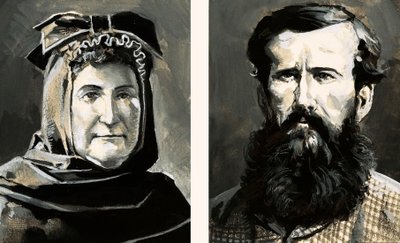 Portraits de Richard Burton et de sa femme, Isabel (gouache sur papier) - English School
