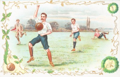 Carte postale avec des hommes jouant au football - English School