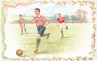 Carte postale avec des hommes jouant au football - English School