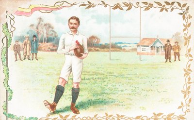 Carte postale avec des hommes jouant au rugby - English School