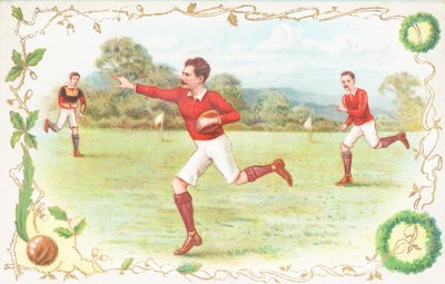 Carte postale avec des hommes jouant au rugby - English School