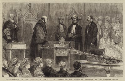 Présentation de la liberté de la ville de Londres au Seyyid de Zanzibar à Mansion House - English School